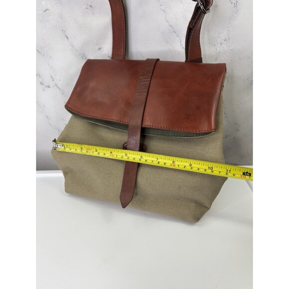 DUDU Vera Pelle Leather Canvas Crossbody Messenger Bag Postman Handbag Brown - Picture 8 of 16